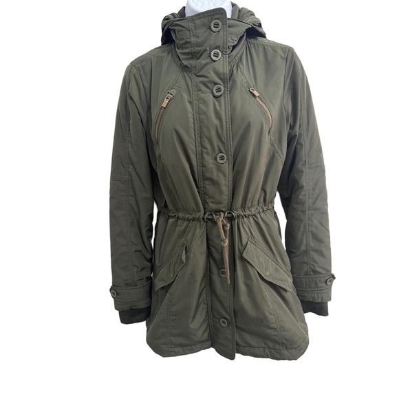 Athleta Olive Green Drawstring Hooded Parka Jacket Small Alpine Camping Outdoor - Picture 9 of 12